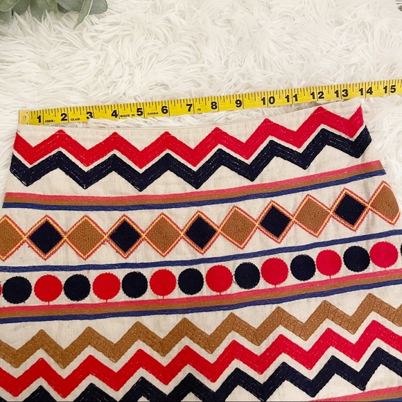 🛍️ 4/$20 THML Linen Blend Skirt Embroidered XS Linen Cotton Natural Boutique - Picture 4 of 9